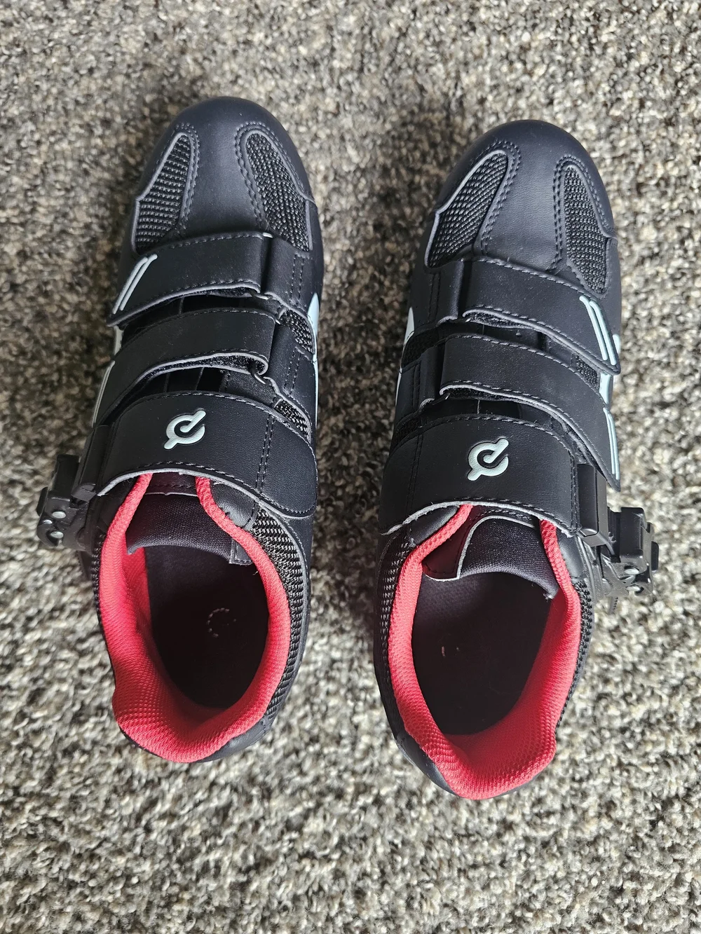 Peloton Womens Black and Pink Velcro Cycling Sneakers